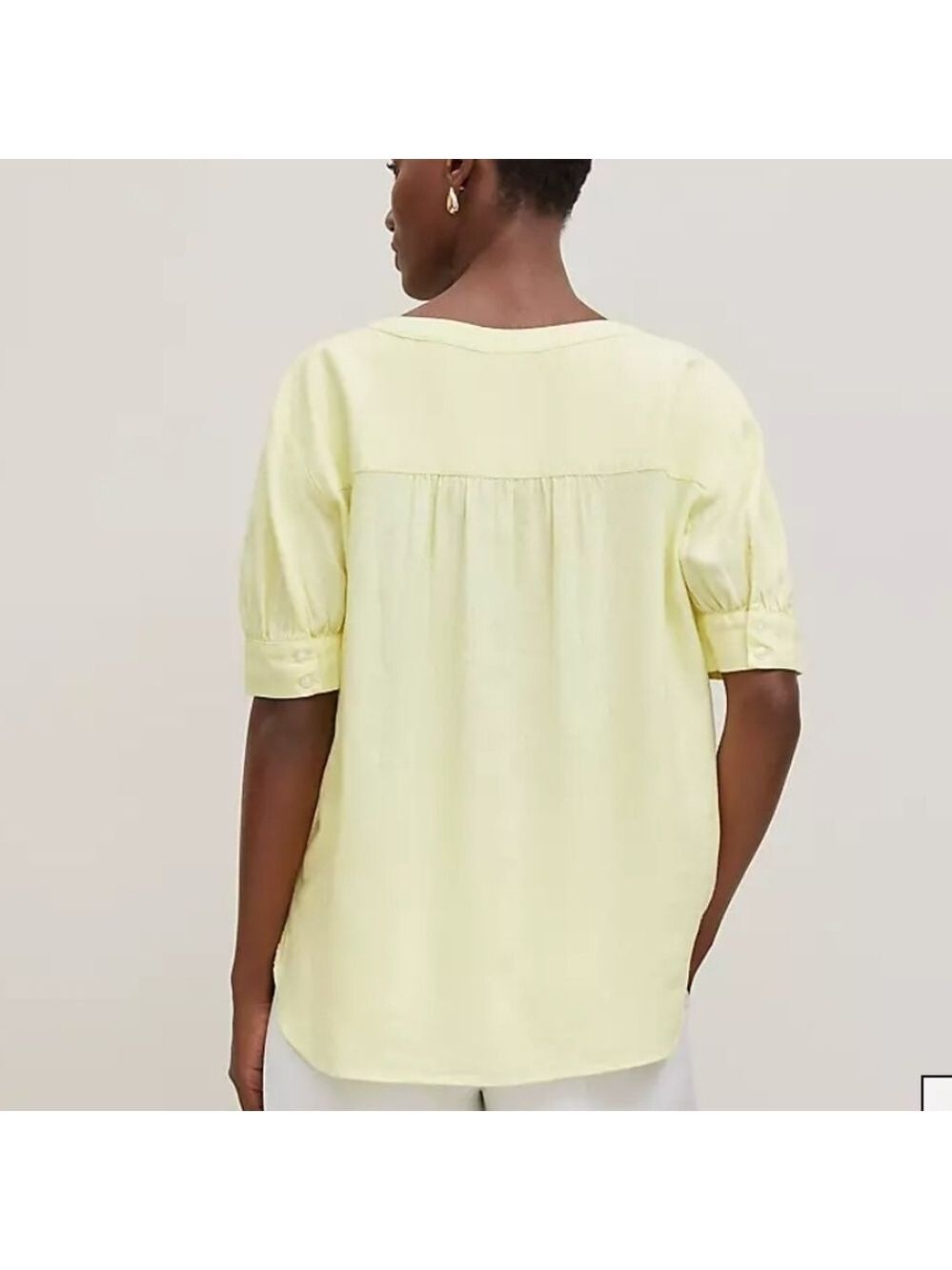 Ann Taylor Yellow Short Sleeve Relaxed Blouse - Picture 2 of 10